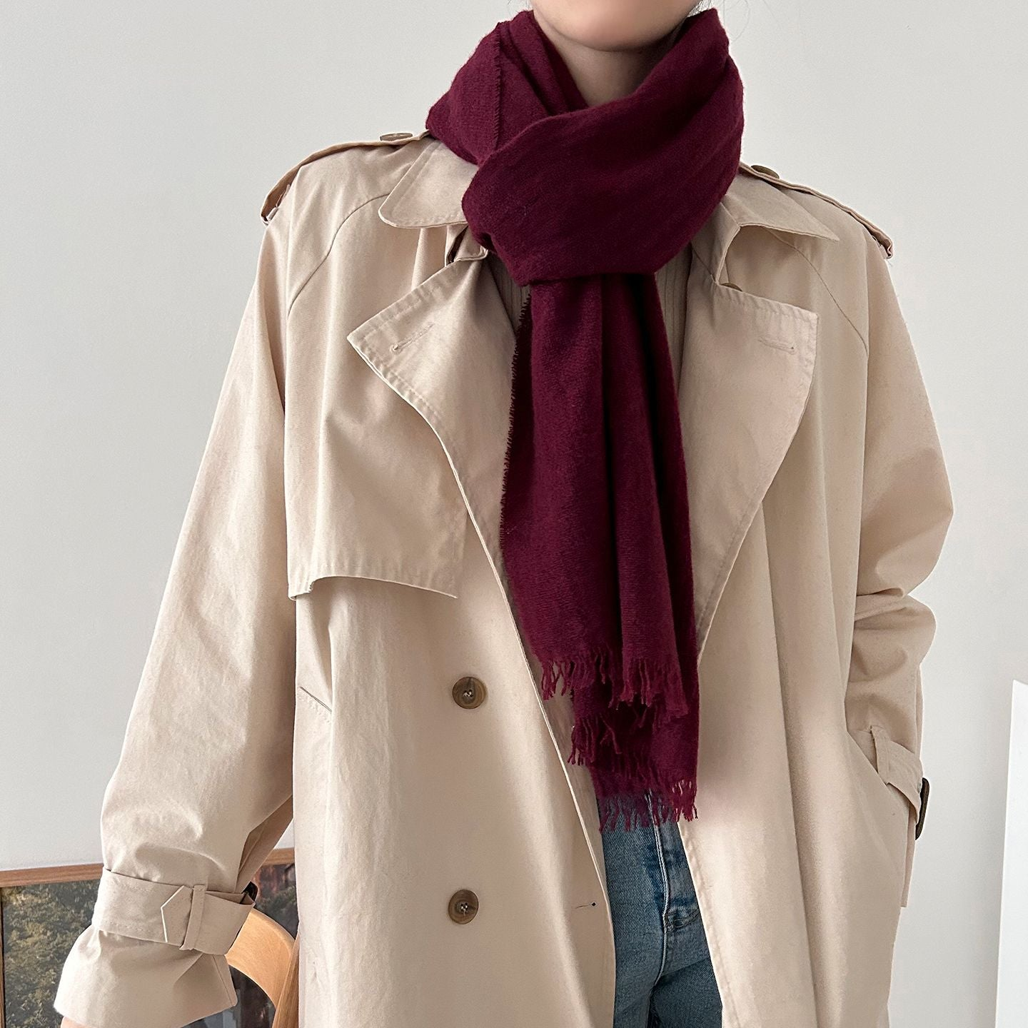 Natural Wine Cashmere Scarf