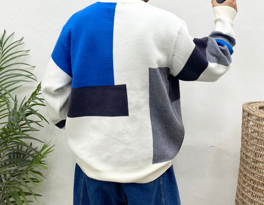 Color Block Heart Knit Sweater