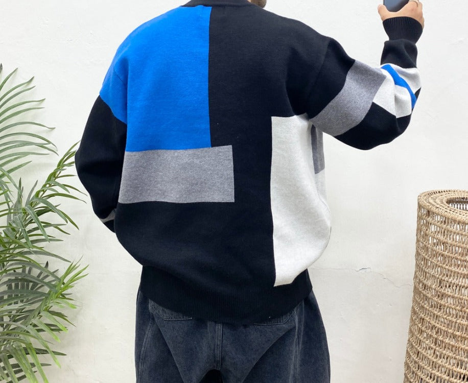 Color Block Heart Knit Sweater