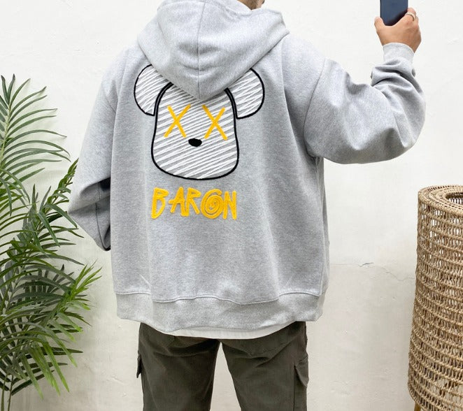 Chain Bearbrick Fleece-Lined Hoodie Zip-Up