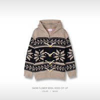 Snow Flower Wool Hood Zip-Up