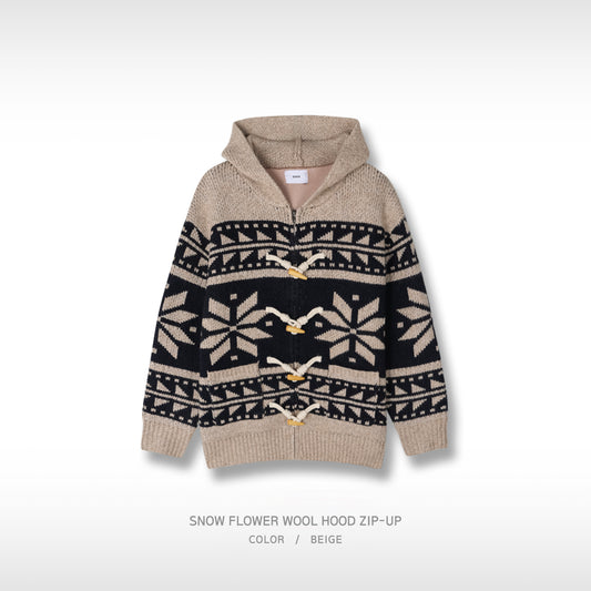 Snow Flower Wool Hood Zip-Up