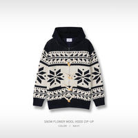 Snow Flower Wool Hood Zip-Up