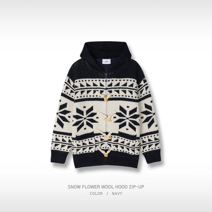 Snow Flower Wool Hood Zip-Up