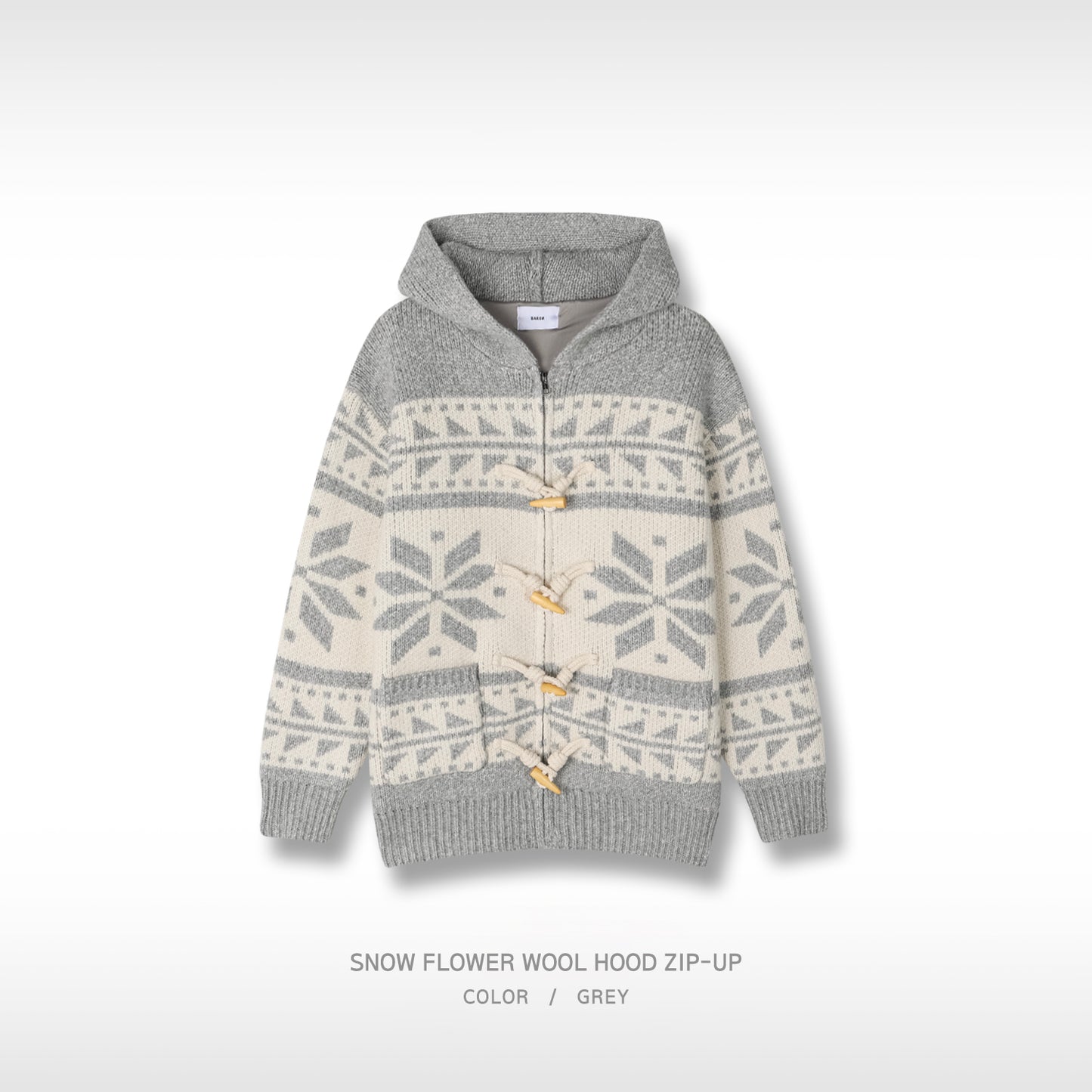 Snow Flower Wool Hood Zip-Up