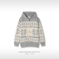 Snow Flower Wool Hood Zip-Up