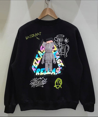 Graffiti Overlap Fleece Sweatshirt