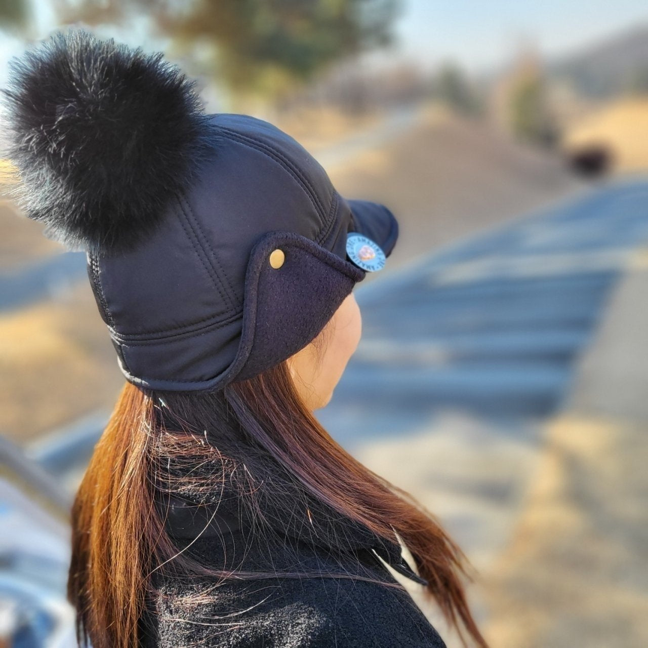 Ostrich Fur Pom-Pom Golf Hat