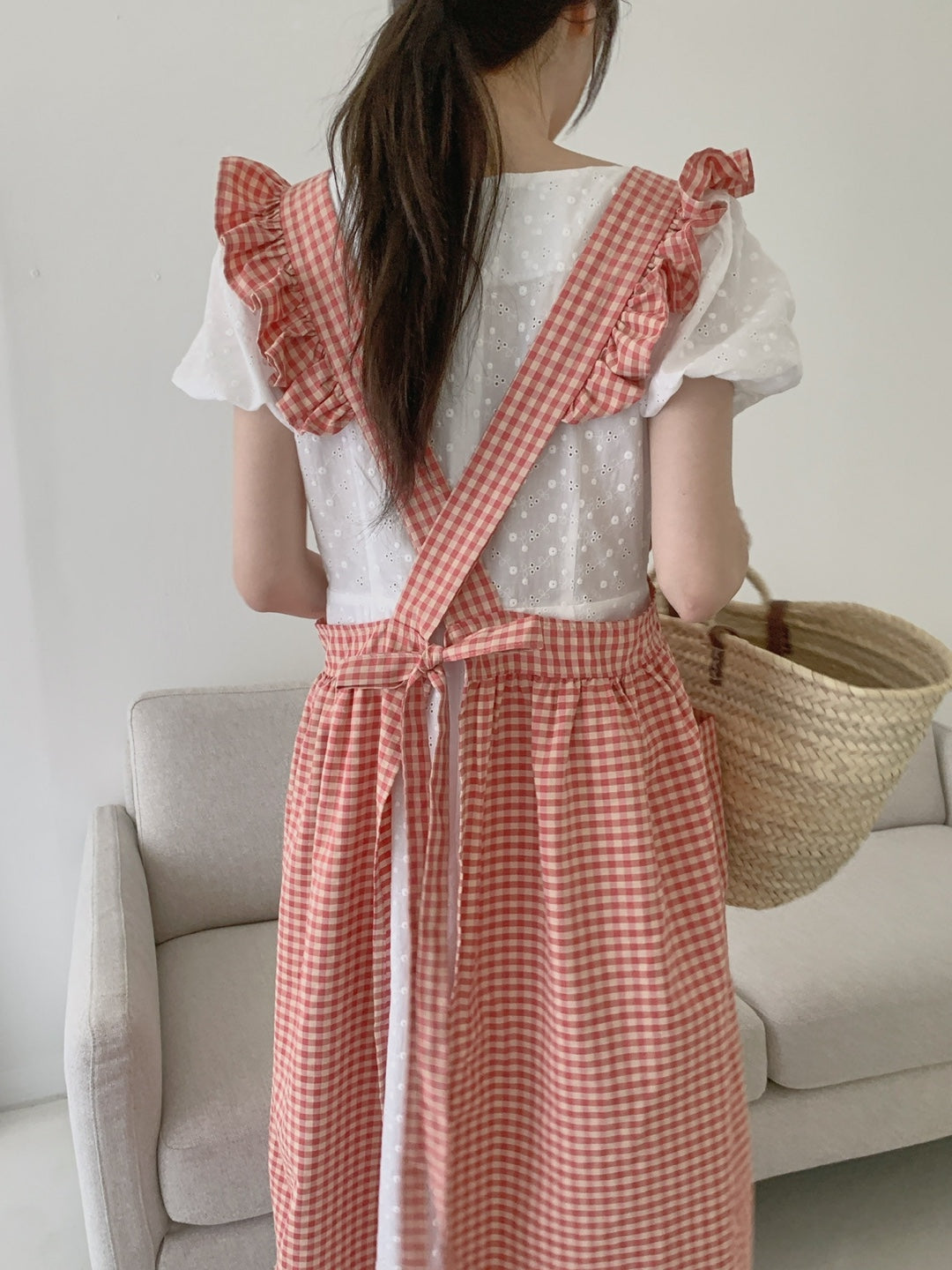 Frill Check Apron