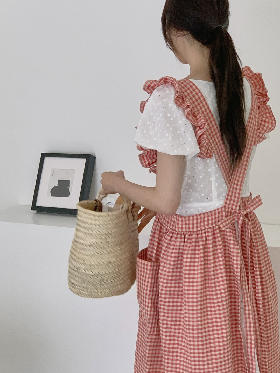 Frill Check Apron